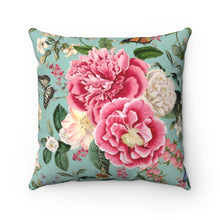 Load image into Gallery viewer, Aqua & Floral Pillow Cover