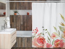Load image into Gallery viewer, Floral Shower Curtain, Watercolor Roses, Large Print Flowers, Bathroom Decor