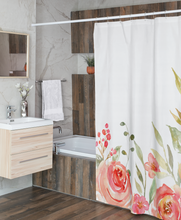 Load image into Gallery viewer, Floral Shower Curtain, Watercolor Roses, Large Print Flowers, Bathroom Decor