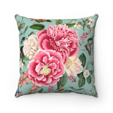 Load image into Gallery viewer, Aqua & Floral Pillow Cover