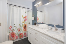 Load image into Gallery viewer, Floral Shower Curtain, Large Print, Watercolor Roses, Bathroom Decor
